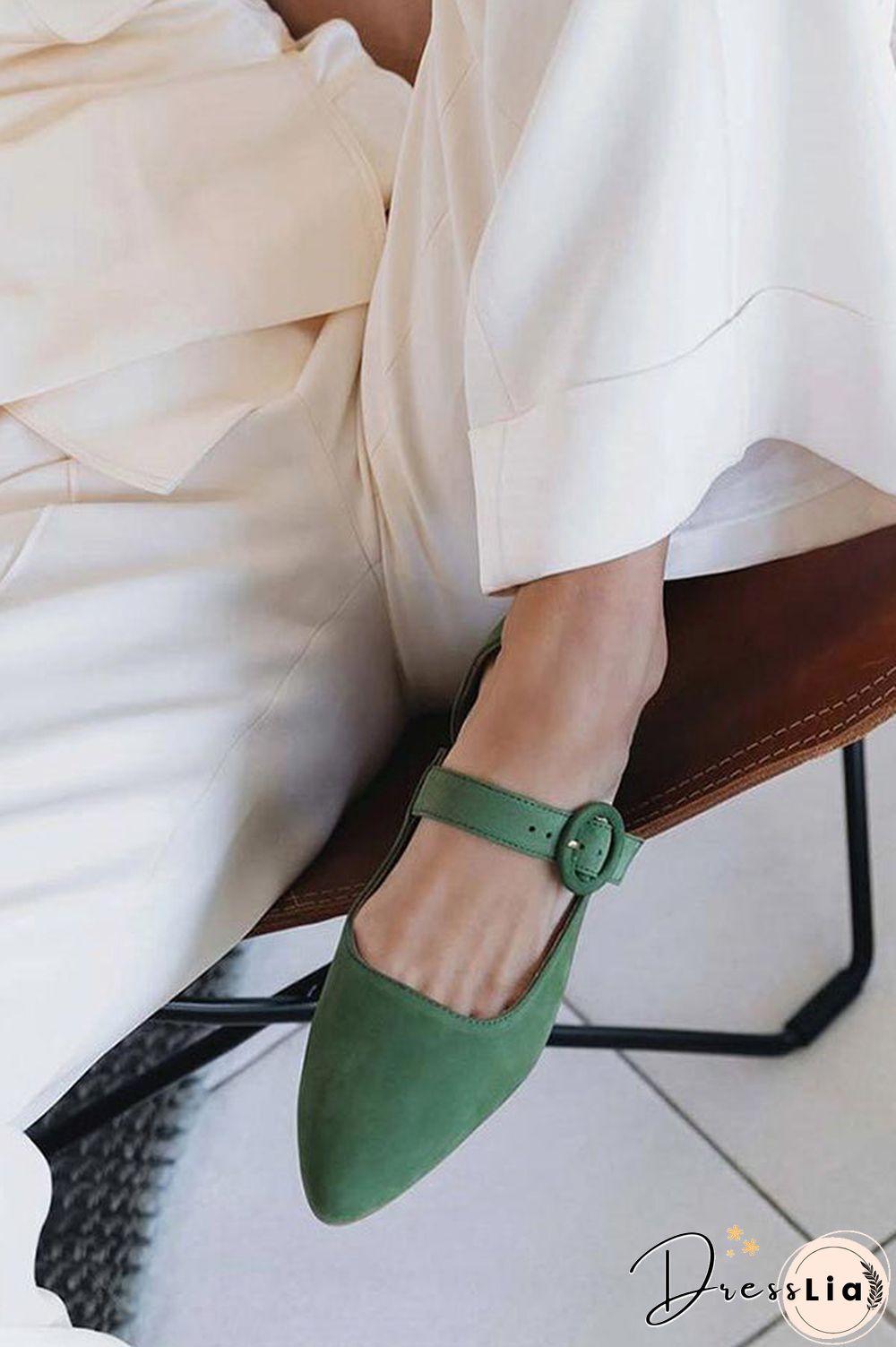 Pointed Toe Buckled Chunky Heels