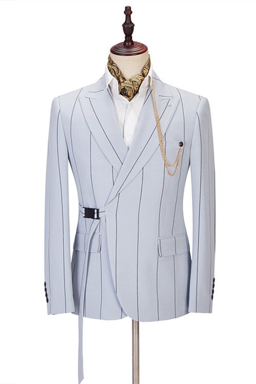 Modern Peaked Lapel Slim Fit With Striped Formal Dinner Prom Man's Suit | Ballbellas Ballbellas