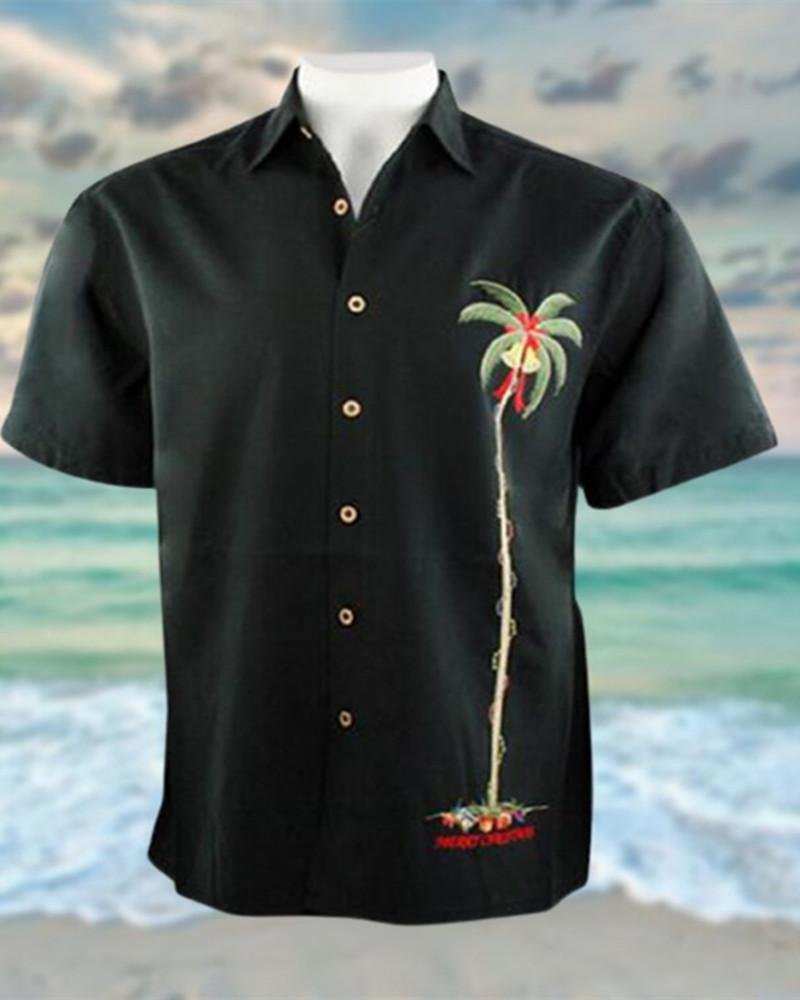 Coconut Tree Print Casual Men's Shirt