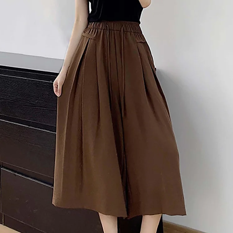 2023 Summer Thin Casual High Waist Large Size Slim Ice Silk Wide Leg  Pants