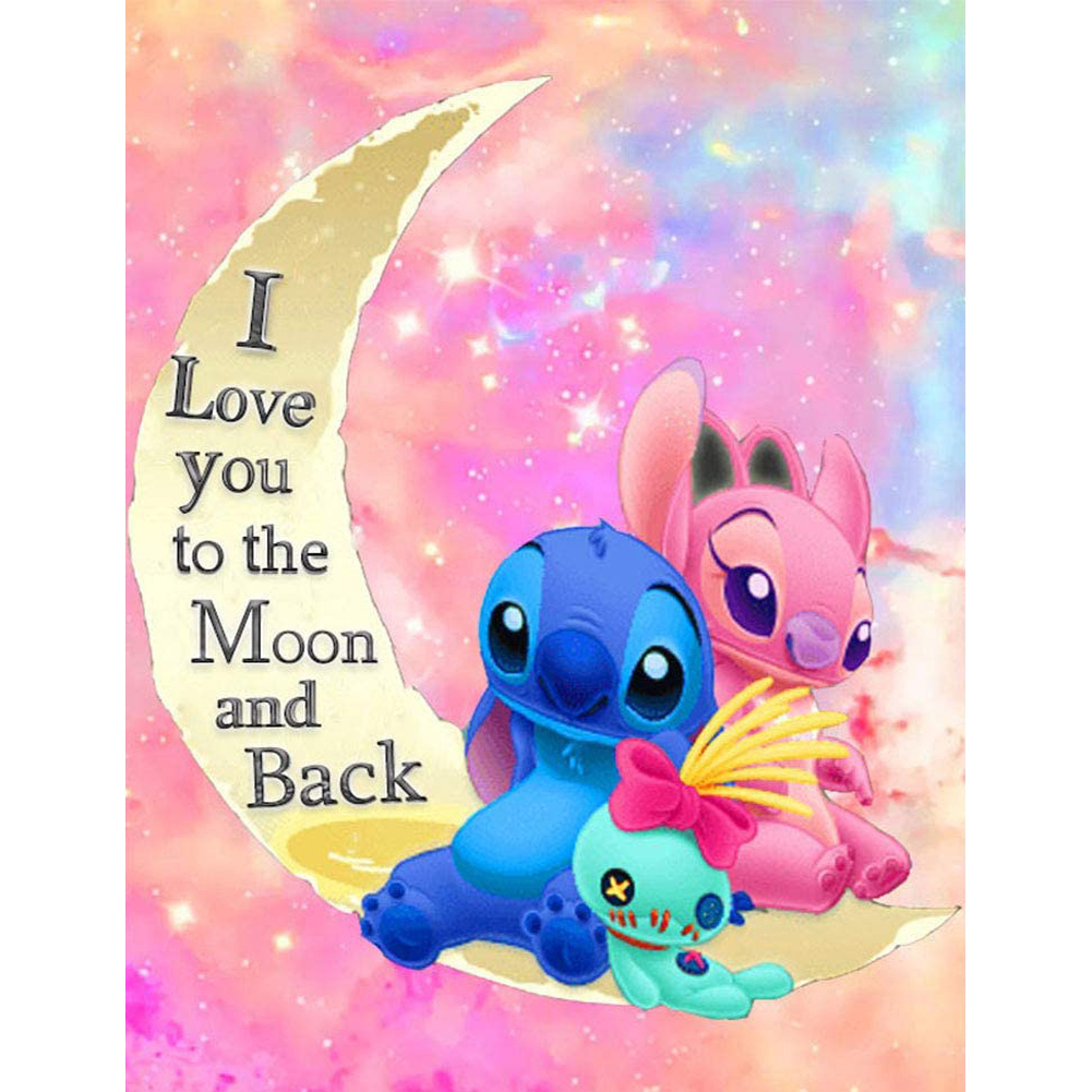 

35*45CM - Blue Monster on Moon - Round Drill Diamond Painting, 501 Original