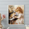 Piano chat fille-perceuse ronde peinture diamant-40*50cm