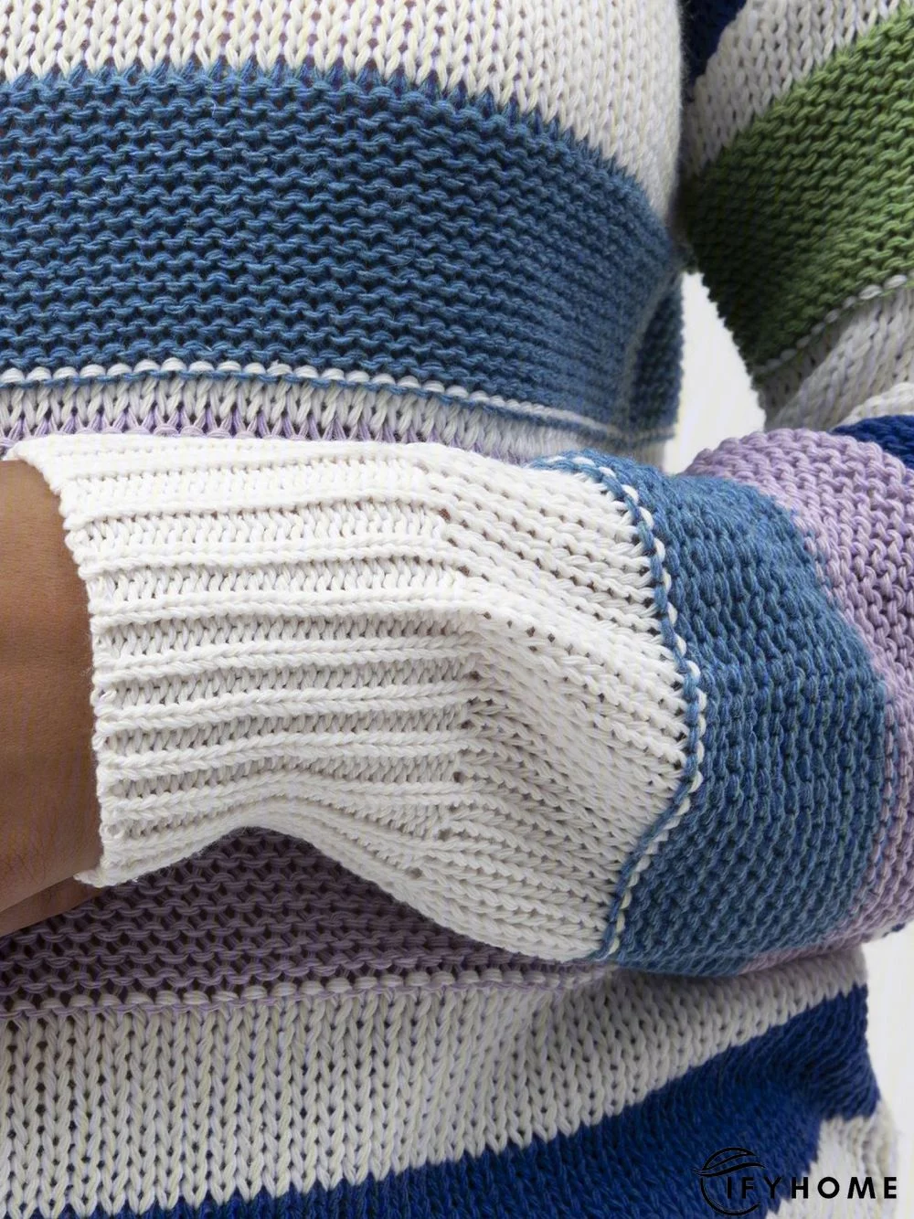 Multicolor Striped Long Sleeve Statement Sweater | IFYHOME