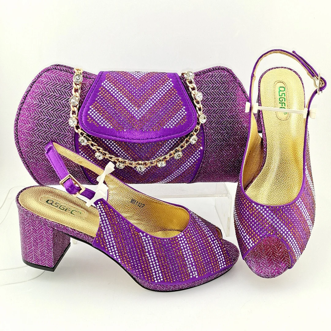Italian Design Decoration Concise Shoes and Bag For Party Nigerian Fashion Women Shoes and Bag Set