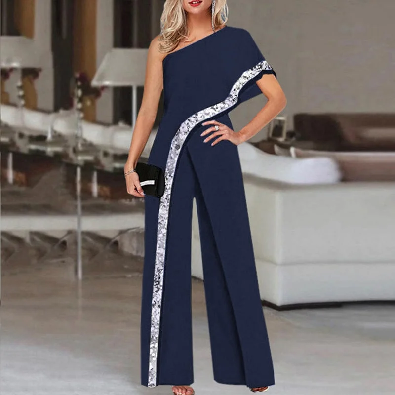 Summer Sleeveless One Shoulder Long Jumpsuits Vintage Women's Playsuits VONDA 2022 Office Overalls Palazzo Casual Pantalones