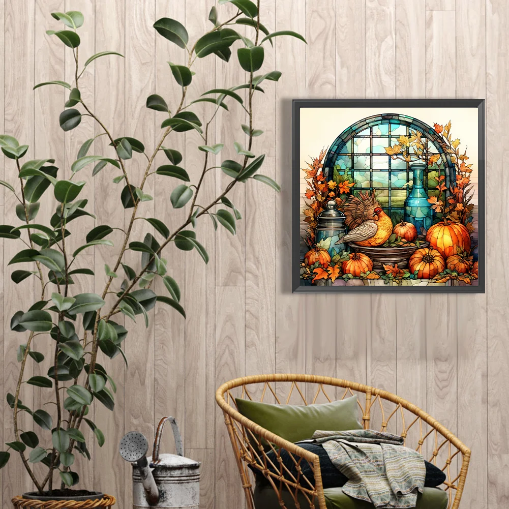 Diamond Painting - Full Round Drill - Pumpkin Turkey(Canvas|40*40cm)