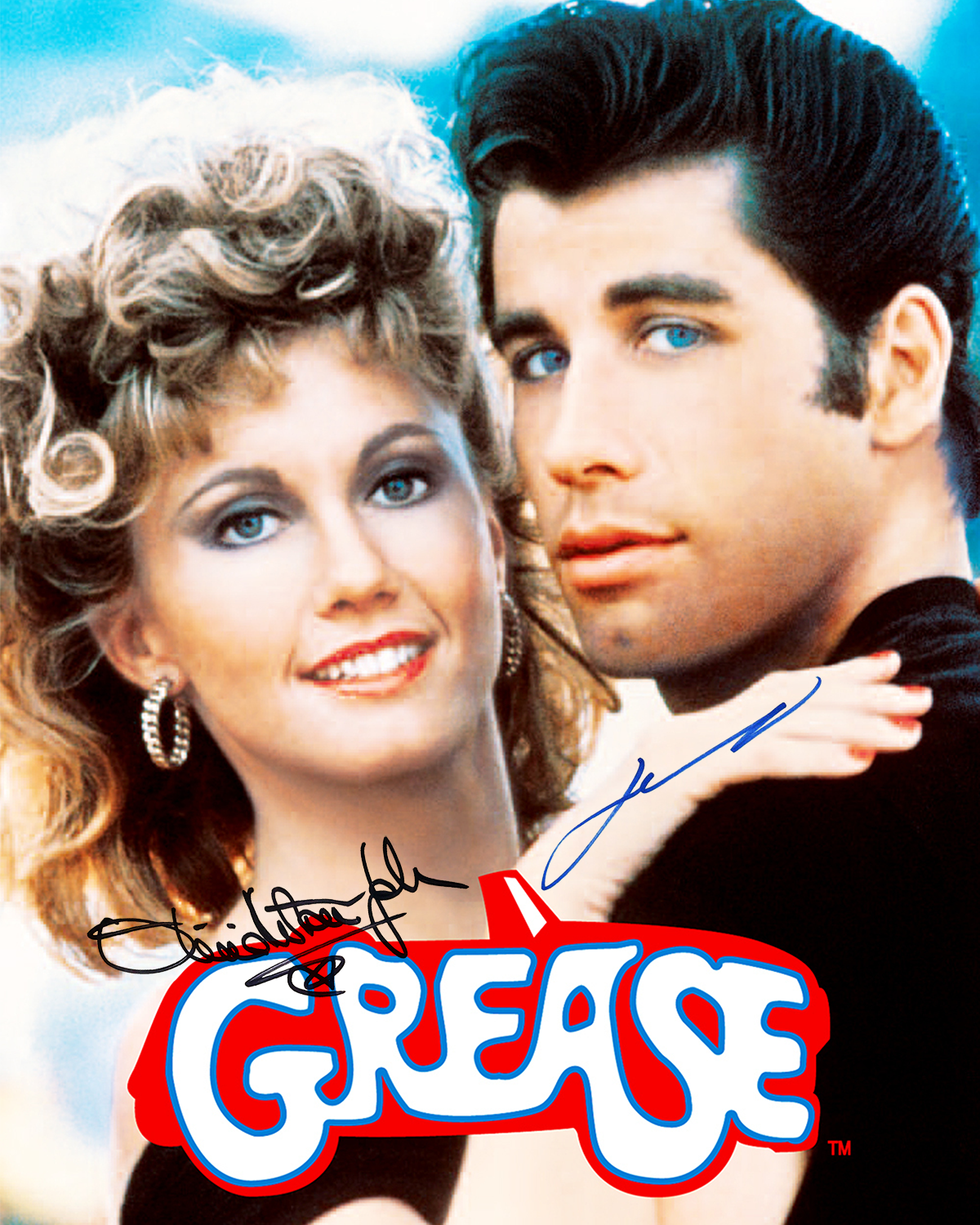 Grease signed Olivia Newton-John Travolta 8X10 Photo Poster painting picture poster autograph RP