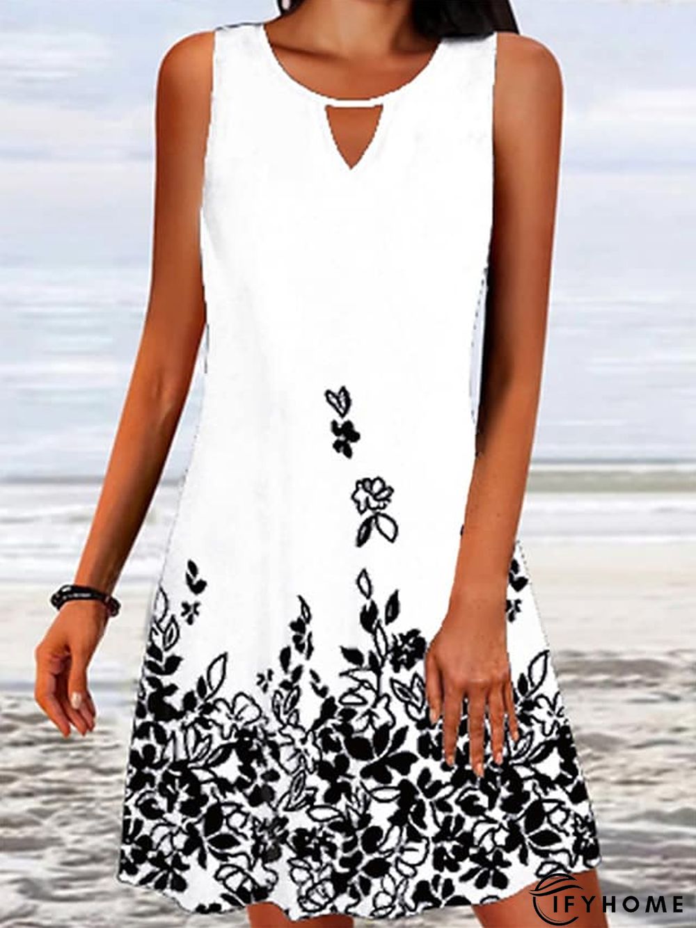 Women's Casual Dress Tank Dress Summer Dress Floral Print Crew Neck Mini Dress Active Basic Outdoor Daily Sleeveless Loose Fit Black White Wine Spring Summer S M L XL XXL | IFYHOME