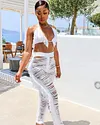 Ripped Fringed Casual Trousers Set