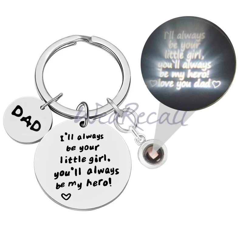 Best Father's Day Gift Projector Custom Personalized Circle Photo Keychain wetirmss