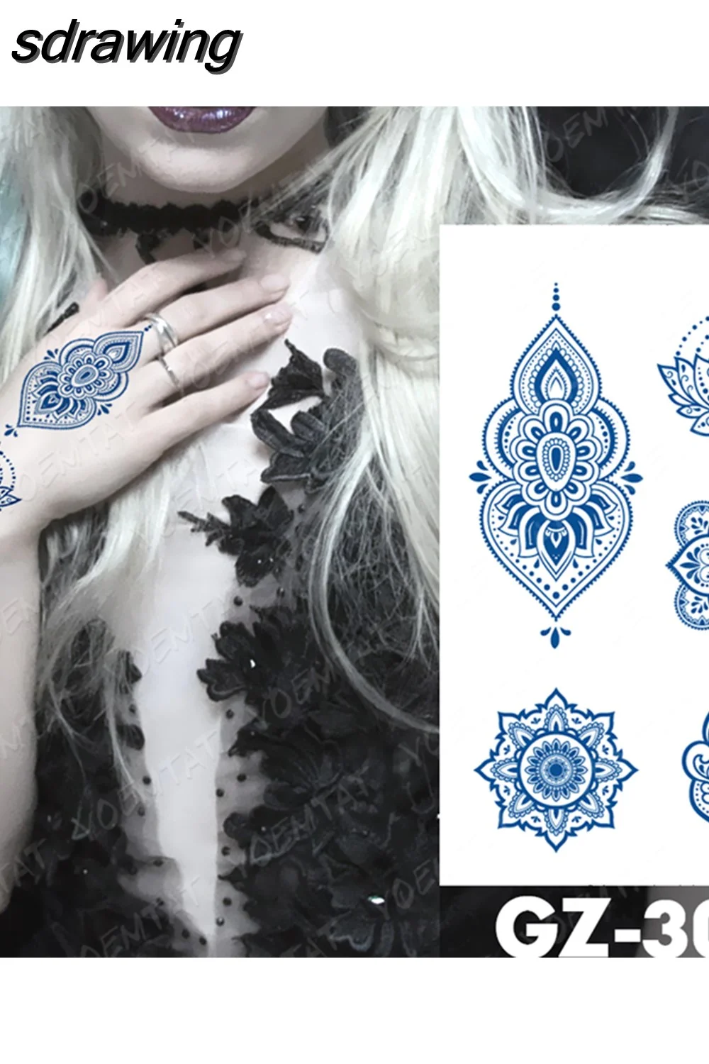 sdrawing Ink Tattoos Body Art Lasting Waterproof Temporary Tattoo Sticker Rose Flower Pearl Tatoo Arm Fake Butterfly Peony Tatto