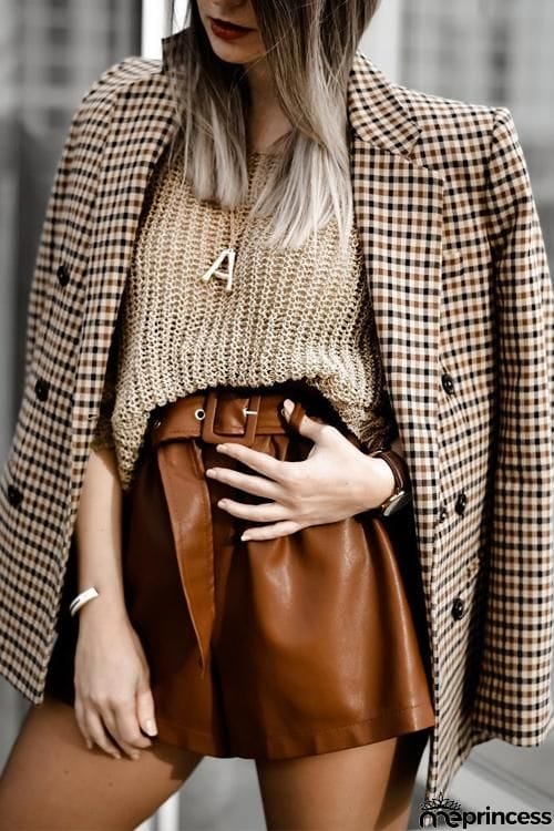 Plaid Button Long Sleeve Blazer