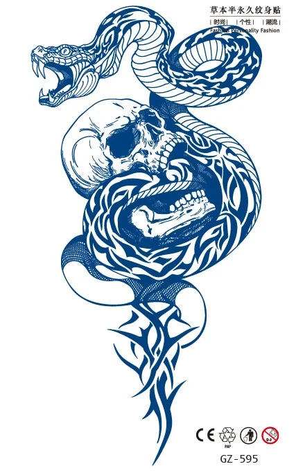 Temporary Waterproof Tattoo Stickers Seductive Snake Flower Ink Lasting Sexy Girls Arm Chest Waist Buttocks Realistic Fake Tatoo