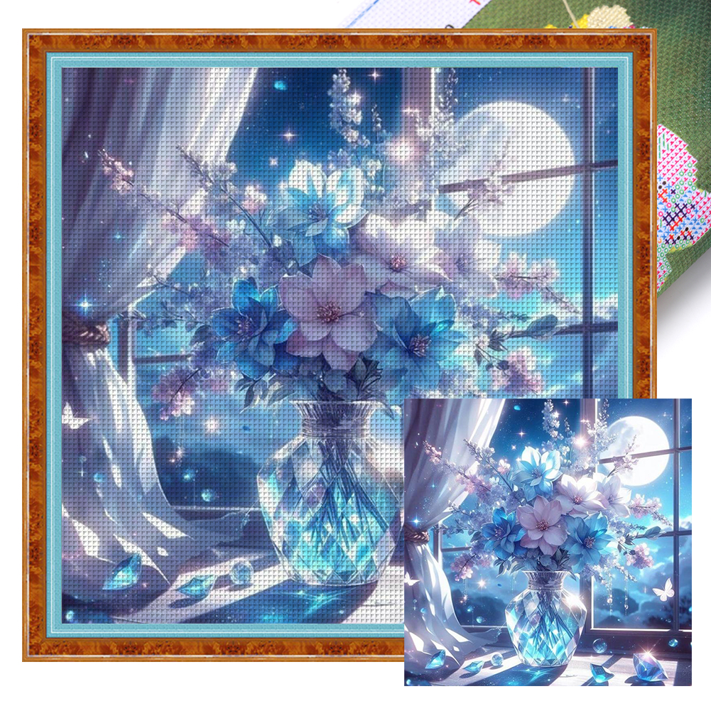 Vase By The Window Full 11CT Pre-stamped Canvas(40*40cm) Cross Stitch