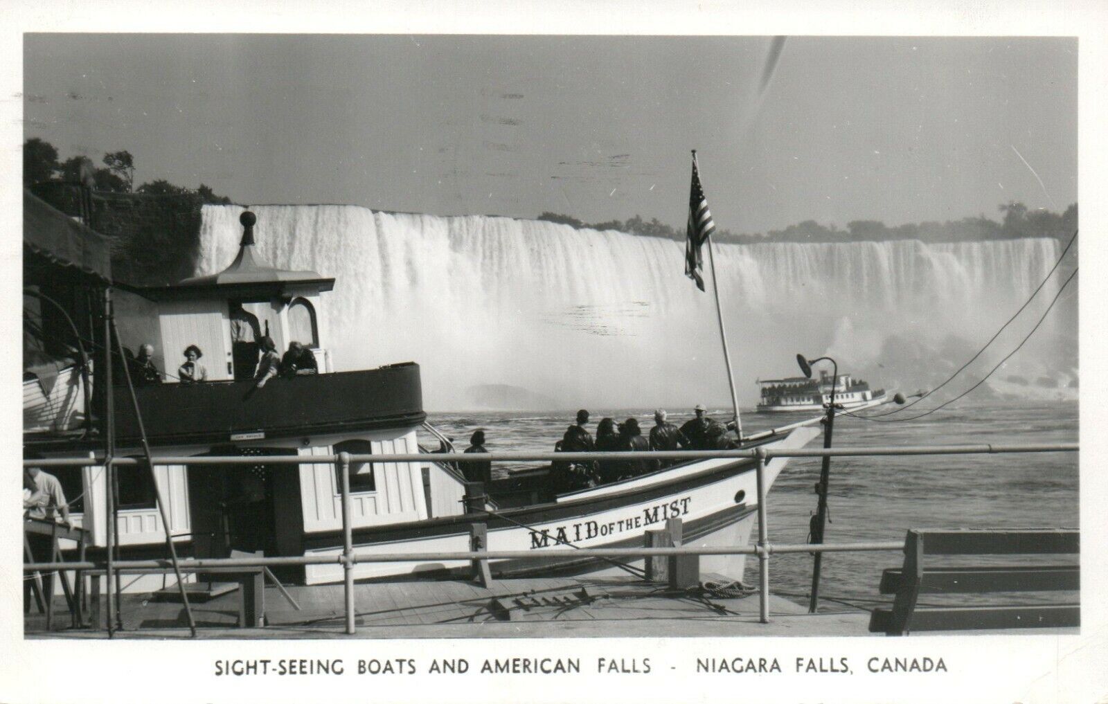 1950 Sight Seeing Boats American Falls Niagara Falls Real Photo Poster painting RPPC Postcard