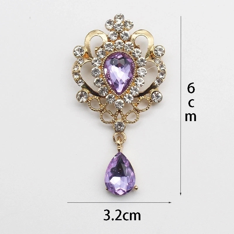 Minimalist Pin Water Droplets Alloy Inlay Rhinestones Unisex Brooches