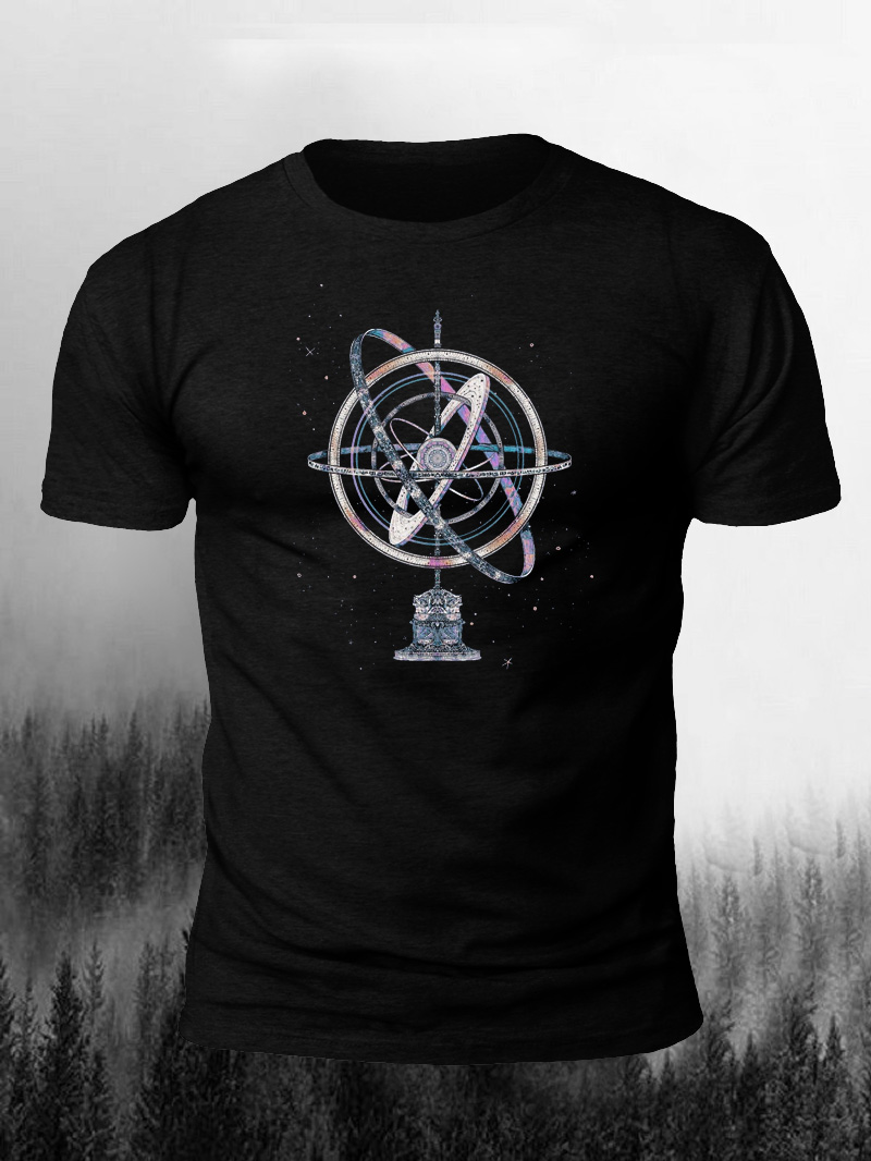 Men's Star River Space-Time Axis Print Casual Short Sleeve T-shirt