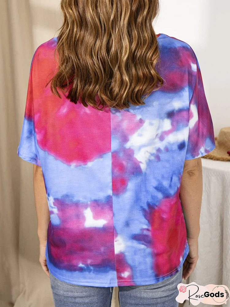 Tie-Dyed Short Sleeve Ombre/Tie-Dye Tops