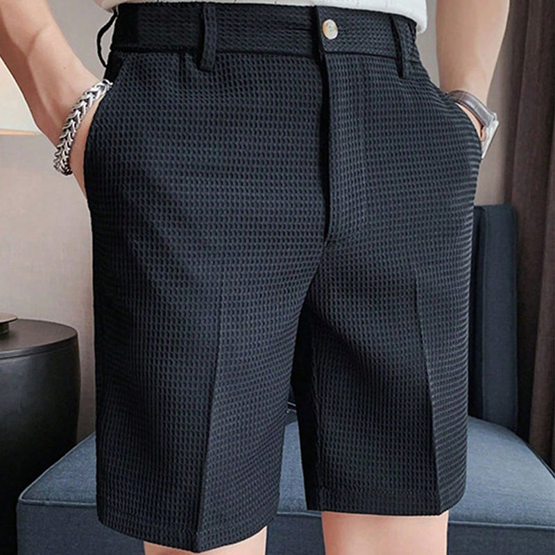 Men Waffle Zipper Fly Shorts