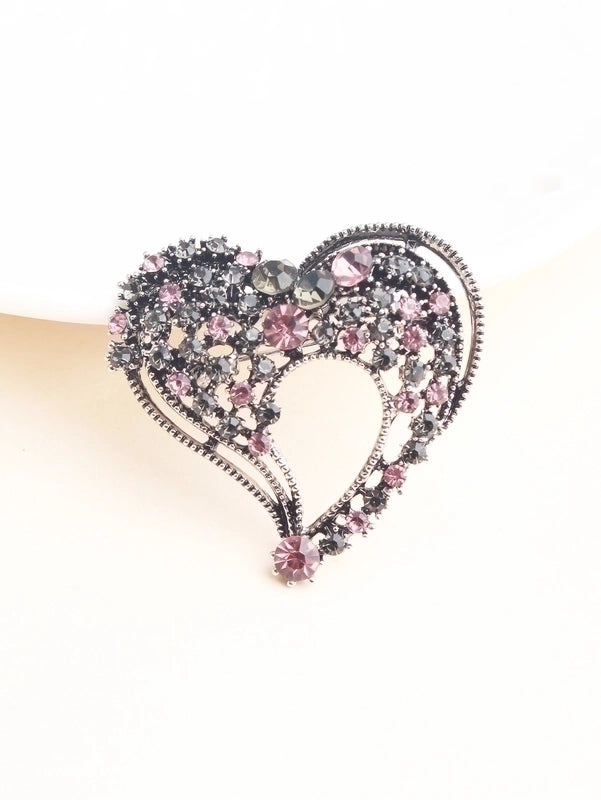 Sweet Shiny Heart Shape Alloy Inlay Rhinestones Women’s Brooches