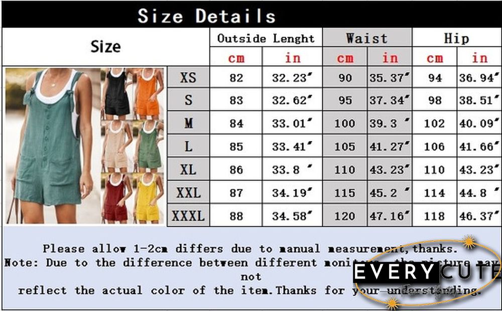 Womens Jumpsuit Summer Bib Pants Shorts Casual Loose Sleeveless Rompers Jumpsuit Suspenders Overalls XS-XXXL