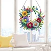 (US Local)Acrylic Special Shaped Daisy Wreath DIY Diamond Painting Hanging Ornaments Kit