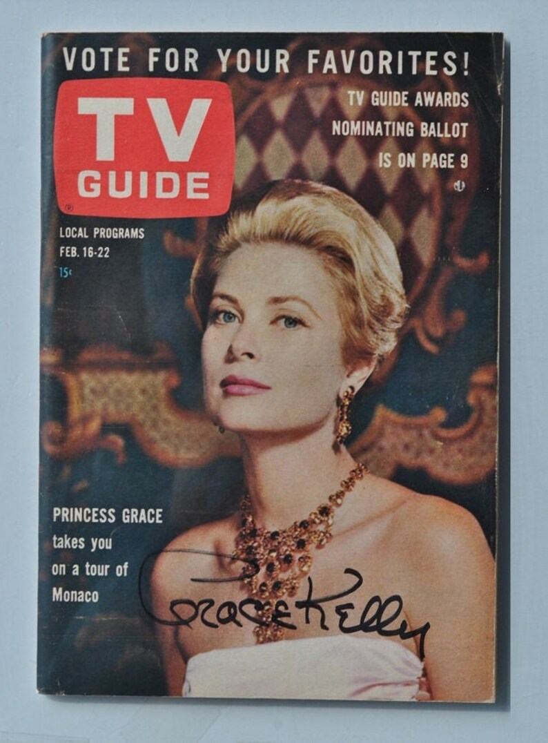 GRACE KELLY HandSigned Autograph 5x7 TV Guide Book wCoA