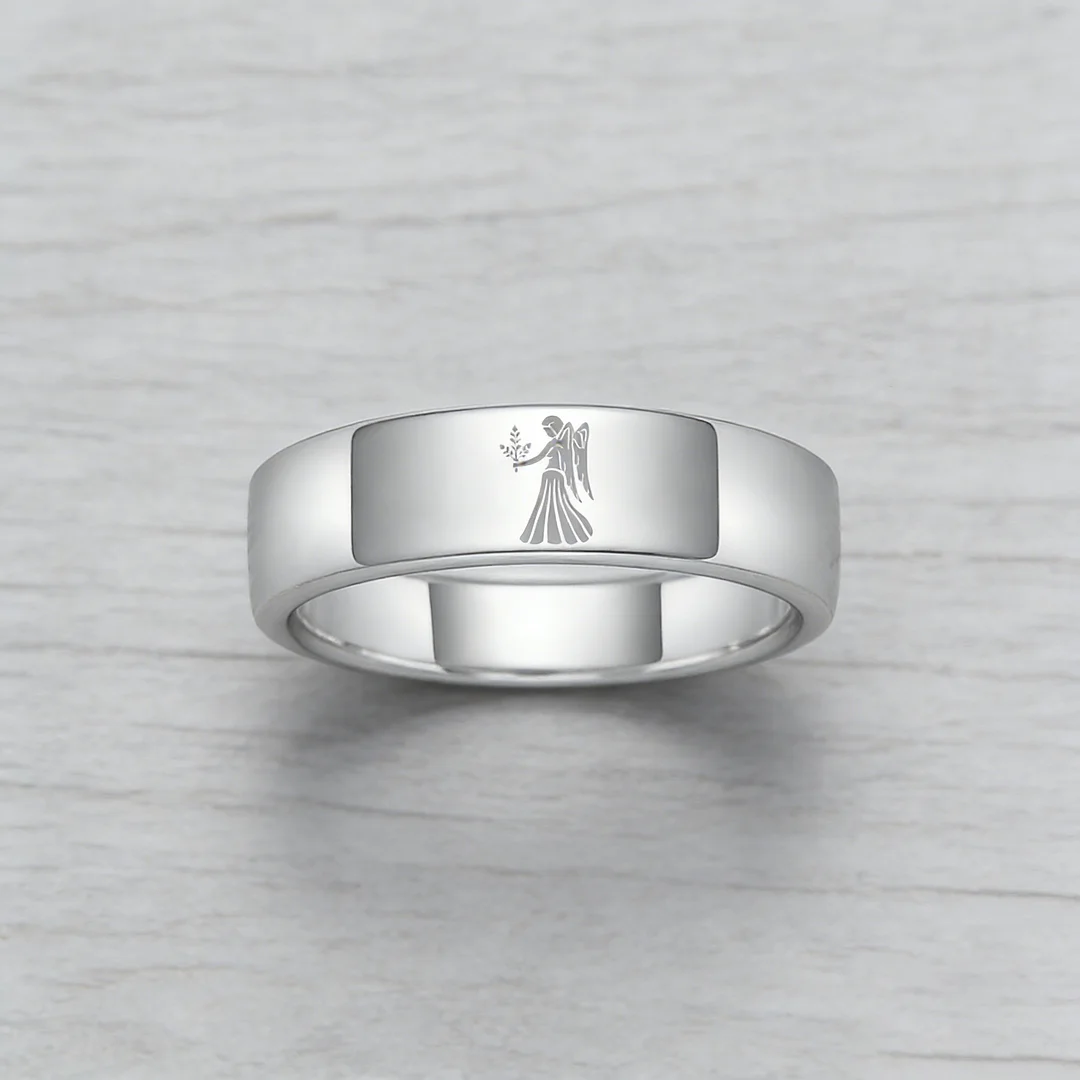 Sliver Tungsten Carbide Rings Flat Virgo Wedding Bands Flat Top Comfort Fit 4MM 6MM 8MM