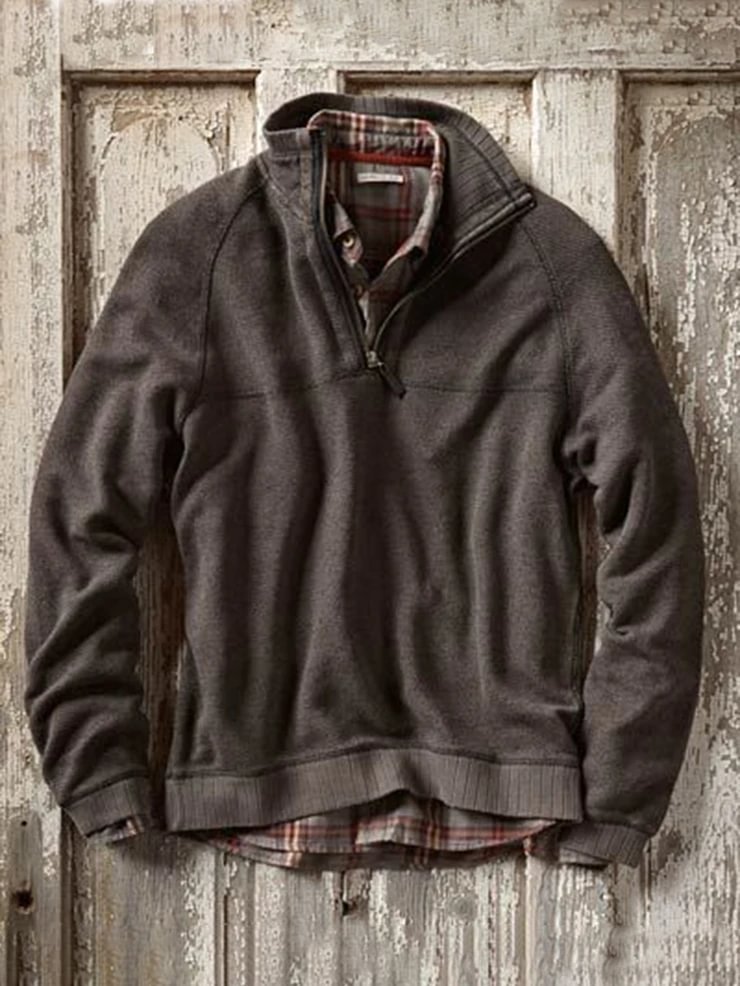 Lapel solid color zipper simple casual men's sweatshirt