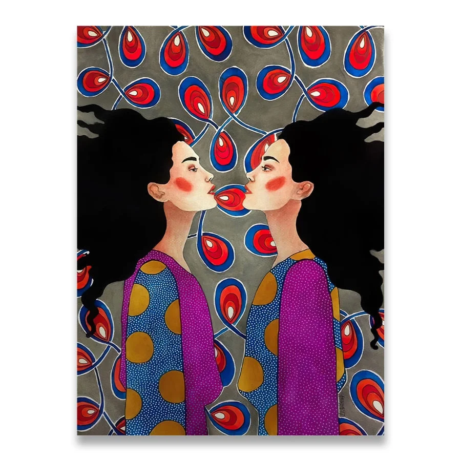 Abstract Colorful Girl Wall Art Canvas Painting Nordic Poster Flower Hair Cuadros Wall Pictures For Living Room Vintage Unframed