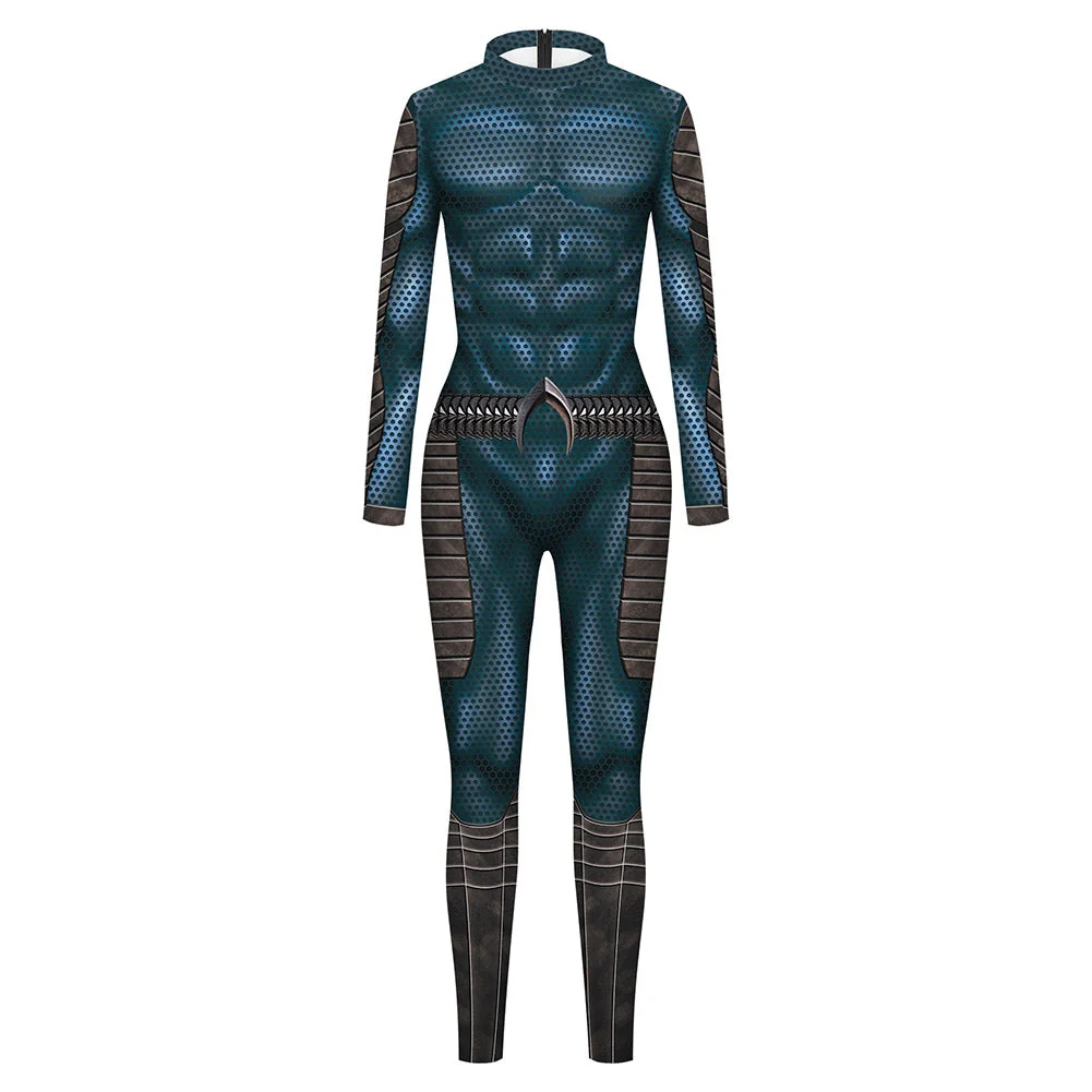 Movie Aquaman Arthur Curry Blue Jumpsuit Outfits Cosplay Costume Halloween Carnival Suit