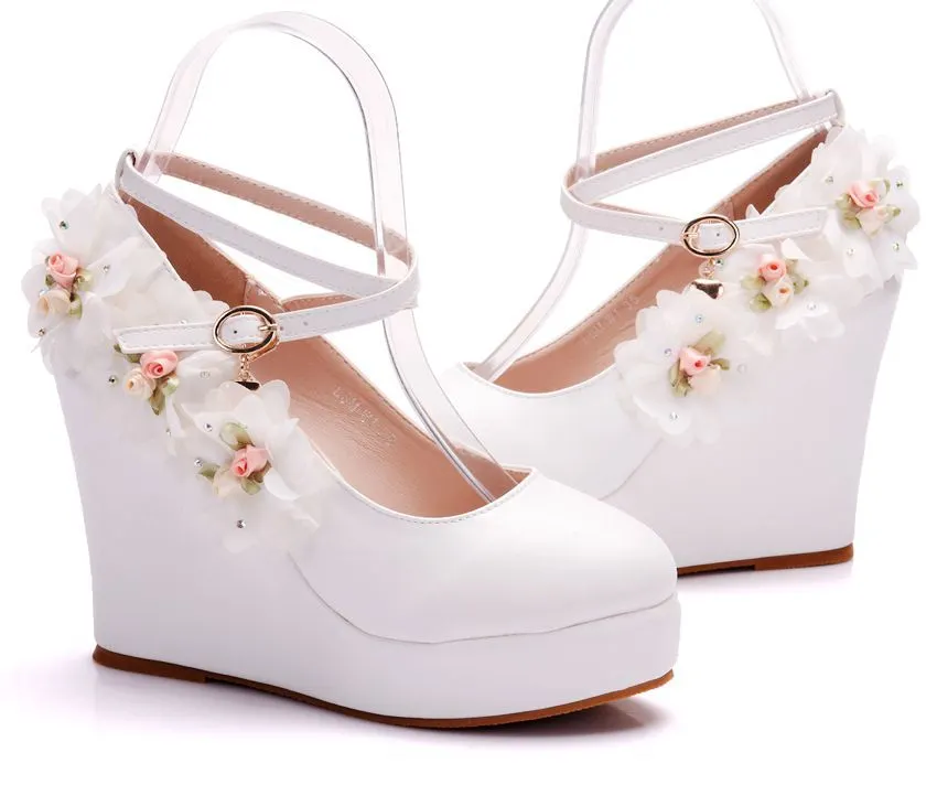 Breakj Breakj Heel Single Shoes Waterproof Slope Heel Shoes Crossed Slope Heel Women's Shoes Round Head W13
