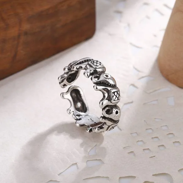 Sterling Silver Simple Creative Elephant Auspicious Ring