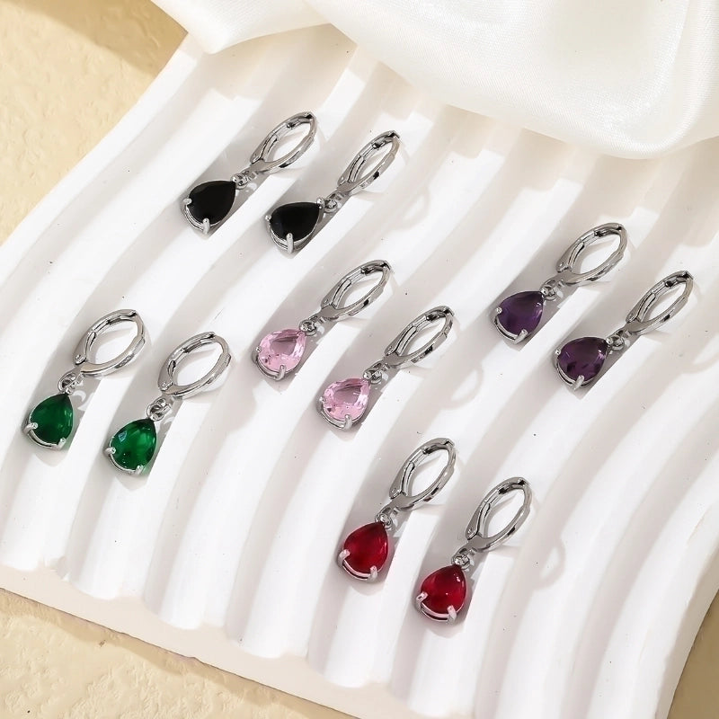 1 Pair Casual Vintage Style Minimalist Water Droplets Plating Inlay Stainless Steel Zircon White Gold Plated Gold Plated Drop Earrings