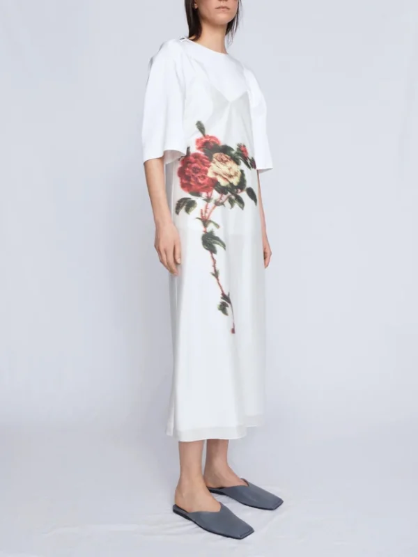 Elegant Loose V-Neck Printing Midi Dress