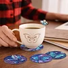 8pcs/set DIY Diamond Painting Coasters Kits Acrylic Full Drill Coaster(Purple Butterfly)