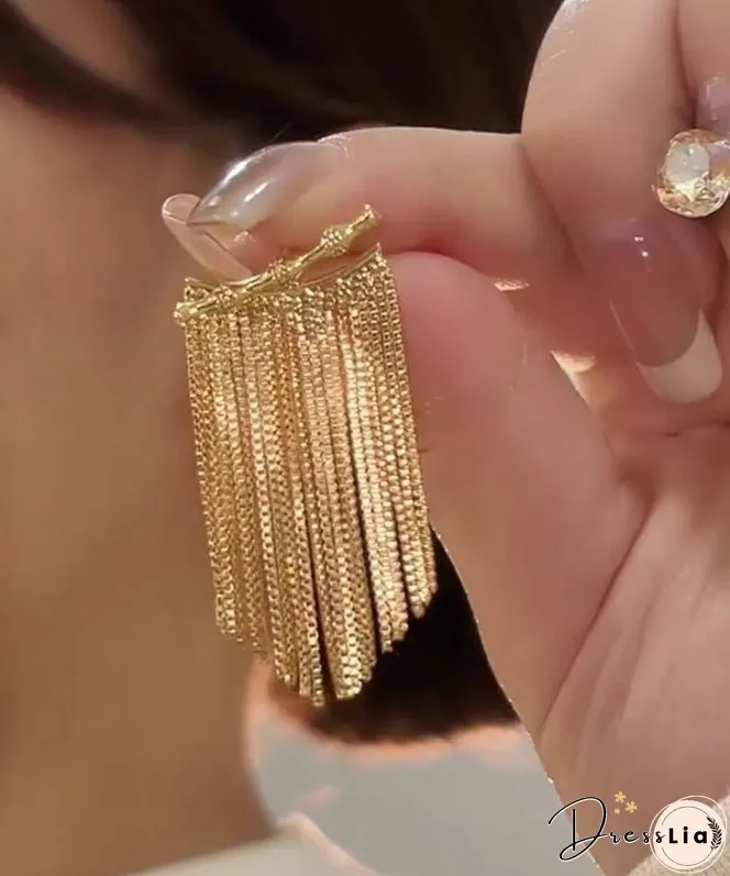Style Gold Sterling Silver Overgild Bamboo Joint Tassel Drop Earrings