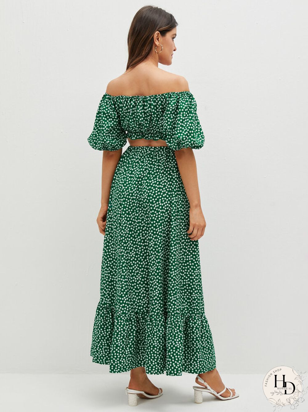 Floral Print Off Shoulder Crop Top Skirt Two Pieces Suit