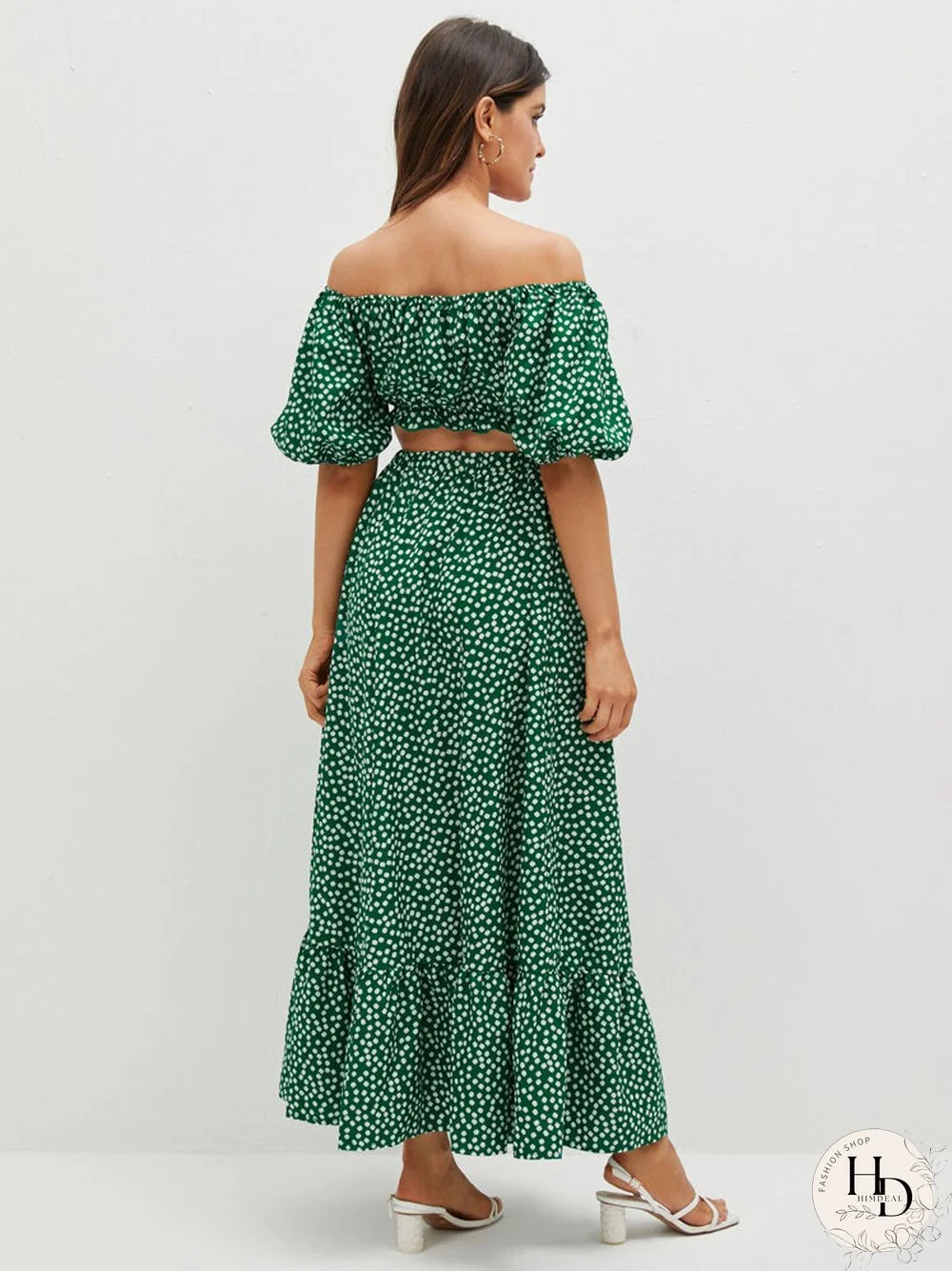 Floral Print Off Shoulder Crop Top Skirt Two Pieces Suit