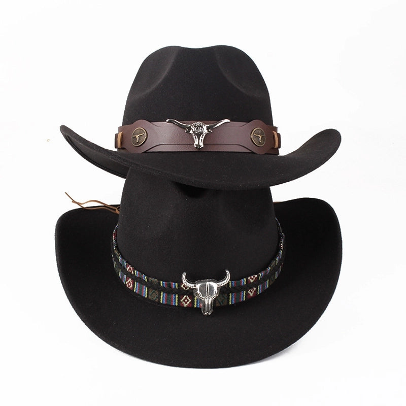Spring And Summer Style Woolen Cloth Cowboy Hat Men And Women Couples Ethnic Style Roll-up Hat Sunshade Hat Jazz Hat