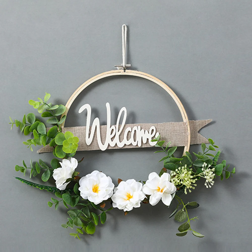 Simulation Eucalyptus Leaf Bamboo Circle Festive Decoration Garland