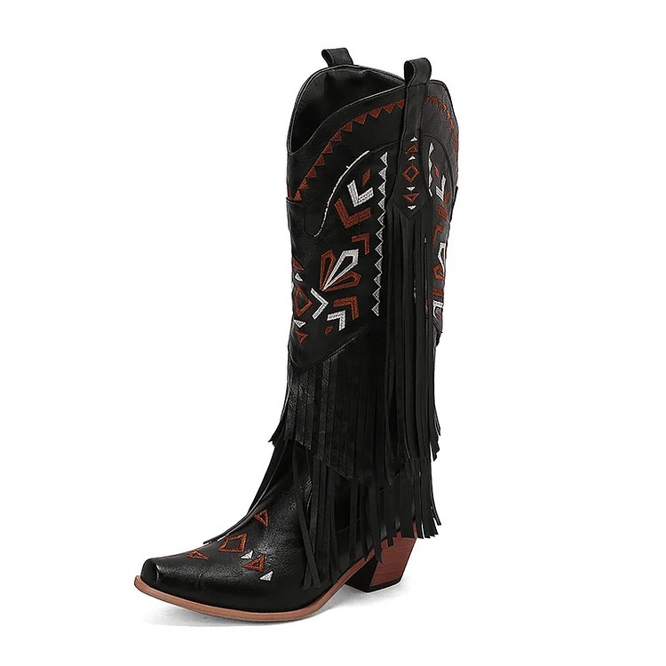 Women's Western Cowboy Bohemian Tassel Boots
