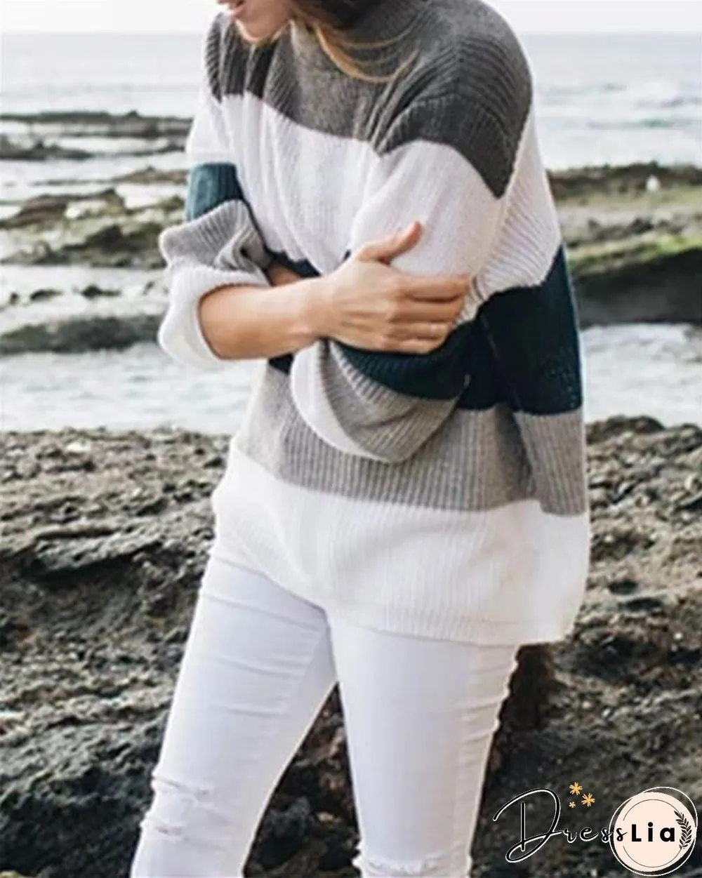 Autumn and Winter Knitted Crew Neck Sweater
