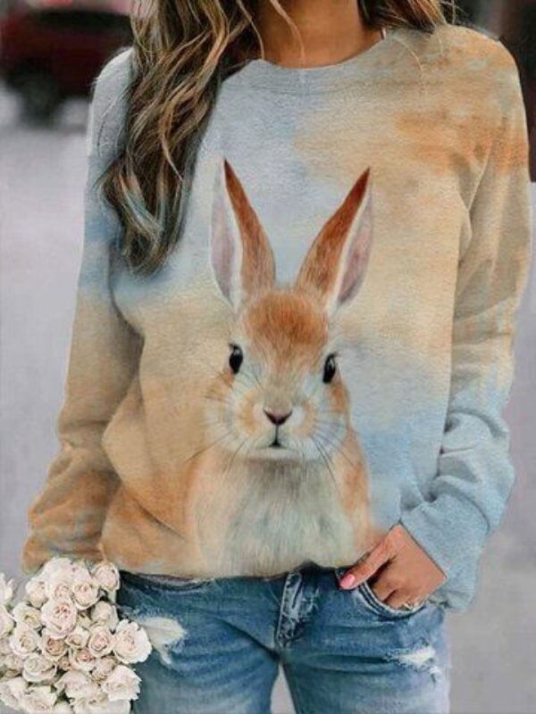 Women's Bunny Print Casual Sweatshirt