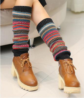 Women Winter Warm Leg Warmers Wool Knitting High Knee Socks