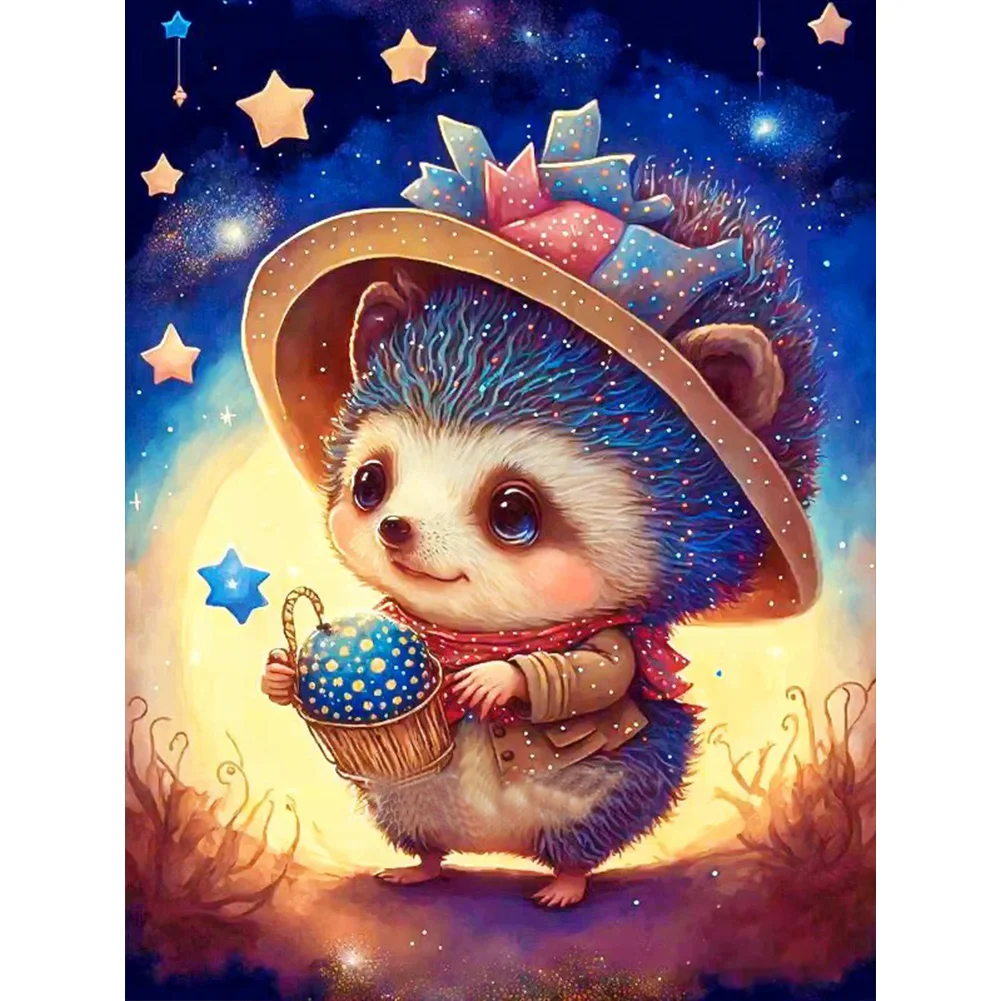 The magical journey of cats and hedgehogs - Full Round - Diamond Painting (30*40cm)