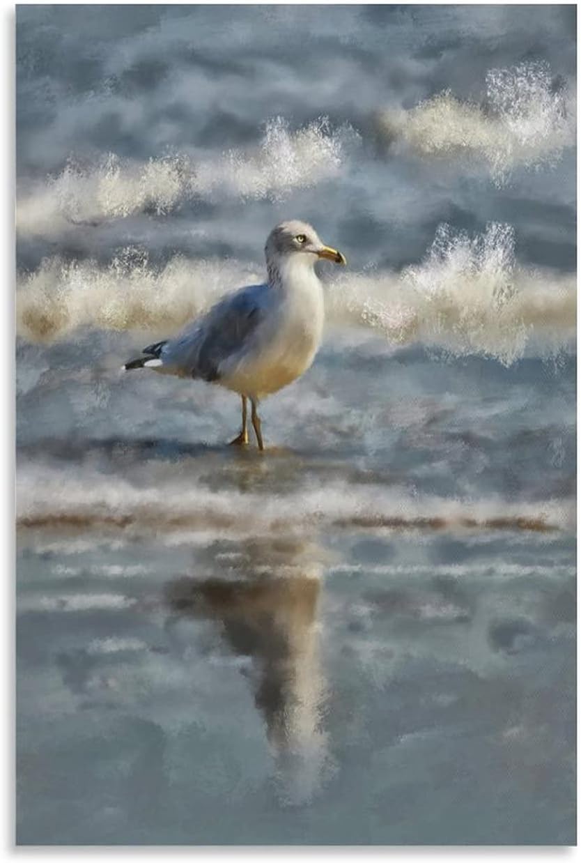 Wallflower Canvas Wall Art Fits The Living Room Vintage Ocean Beach Seagull Picture Printed Decorative Posters Canvas Painting Wall Art Poster for Bedroom Living Room Decor 20x30inch(50x75cm) Unframe- 20x30inch(50x75cm)