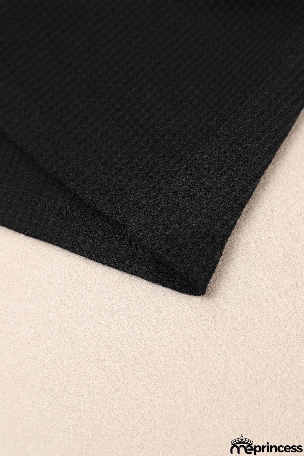 Scoop Neck Puff Sleeve Waffle Knit Top