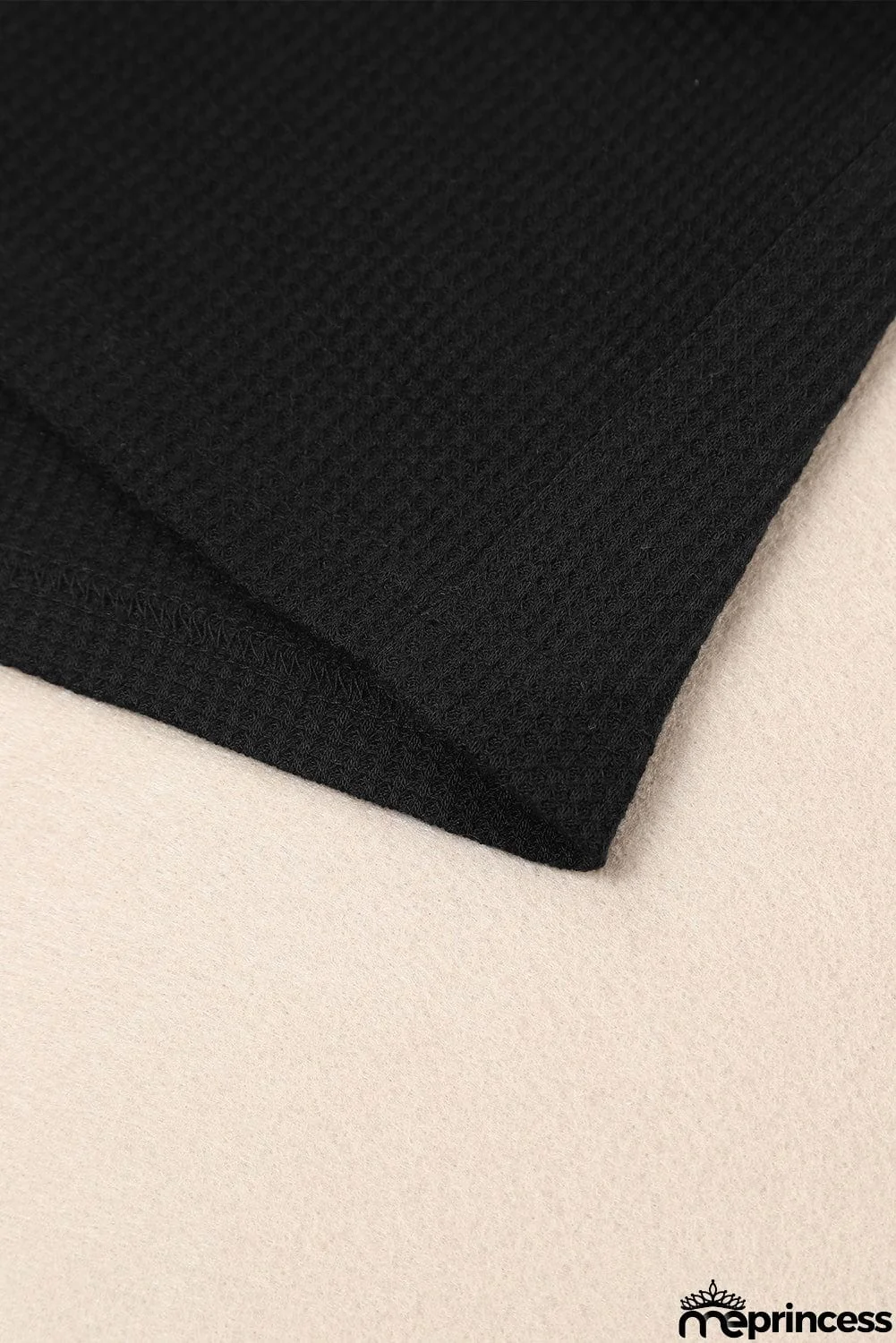 Scoop Neck Puff Sleeve Waffle Knit Top