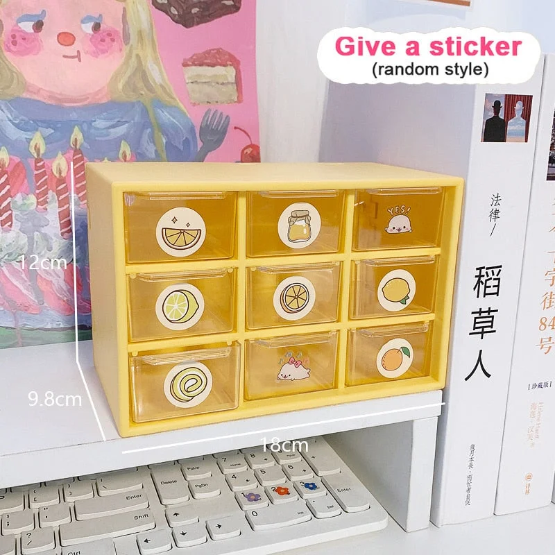 W&G New Nine-grid Storage Box Drawer Organization Transparent Cosmetic Storage Box Drawer Makeup Organizer Girl Bedroom Decor